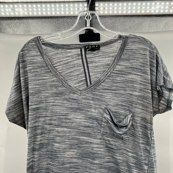 Poof New York Women's V-Neck Sheer Gray Heathered T-Shirt Size Small - Picture 2 of 9